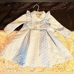 iris & ivy Light Blue and White Polka Dot Baby Dress